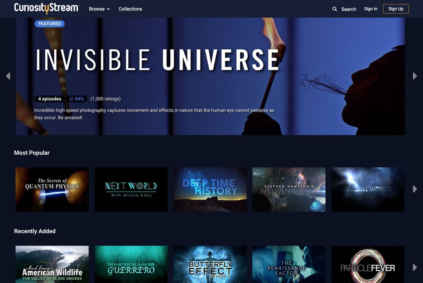 CuriosityStream Web Streaming App